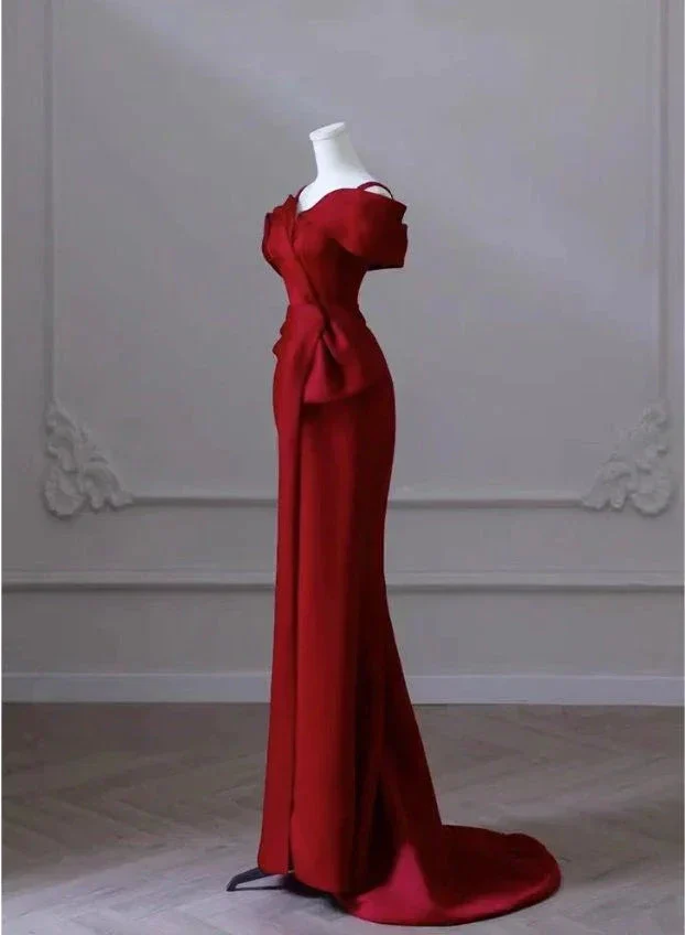 Elegant red evening dress women's dress high-end elegant dress Y6959 - Image 3