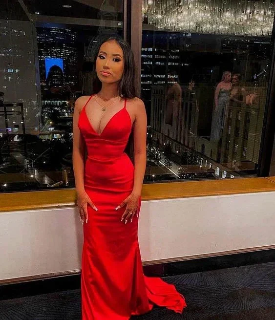 Elegant Red Mermaid Evening Dresses Backless Party Dress for Wedding Y6250 - Image 2