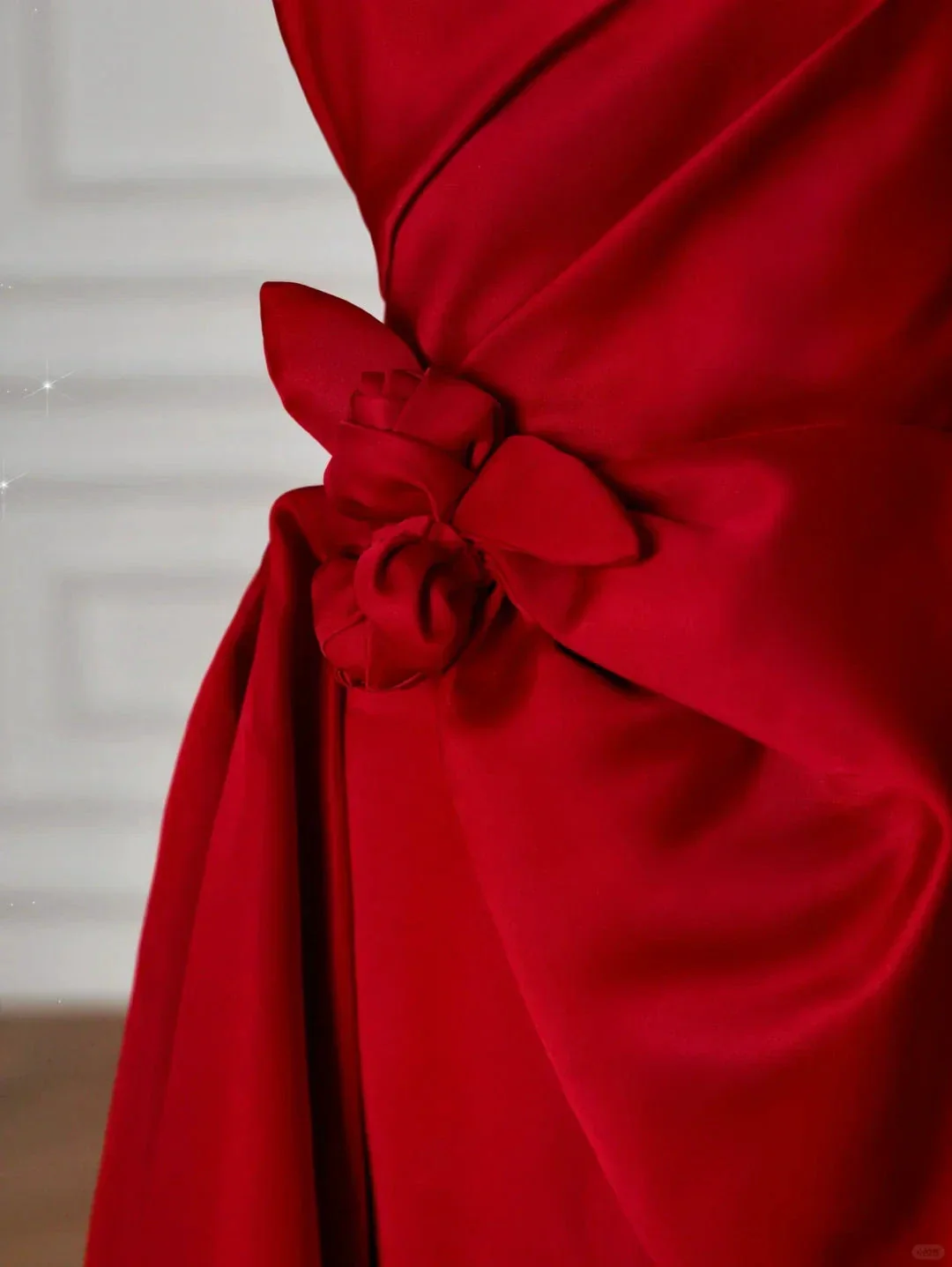 Elegant Red Satin Strapless Prom Dress A Line Formal Evening Dress Y8624 - Image 3