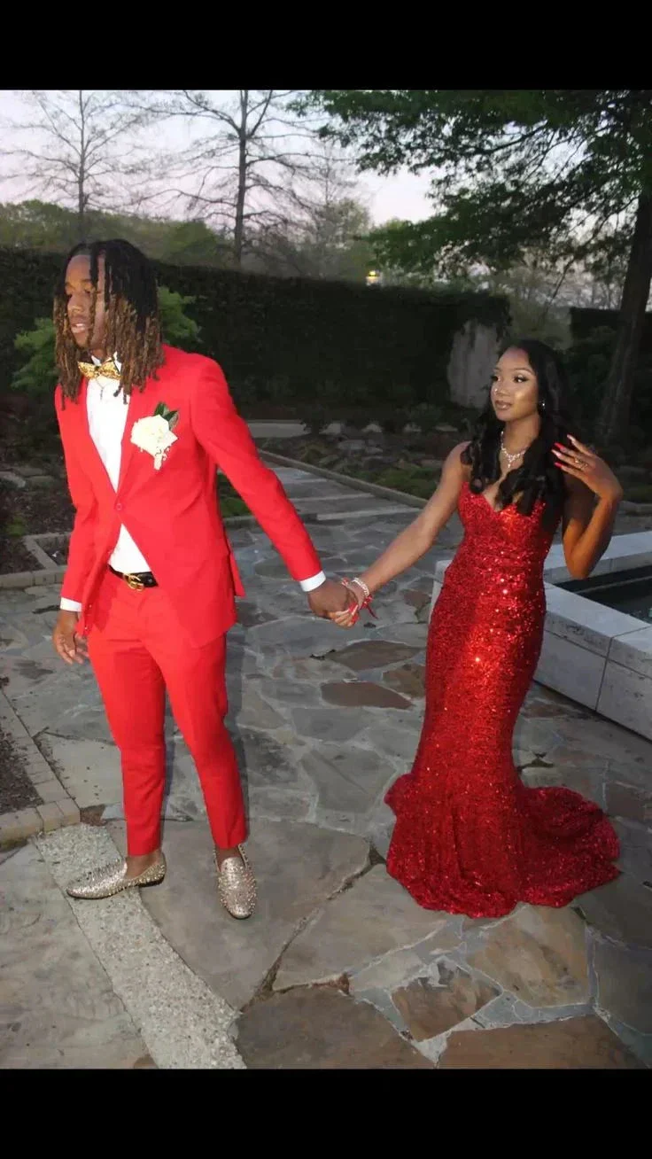 Elegant Red Sequins Mermaid Prom Dress,Red Evening Gown Y5571 - Image 3