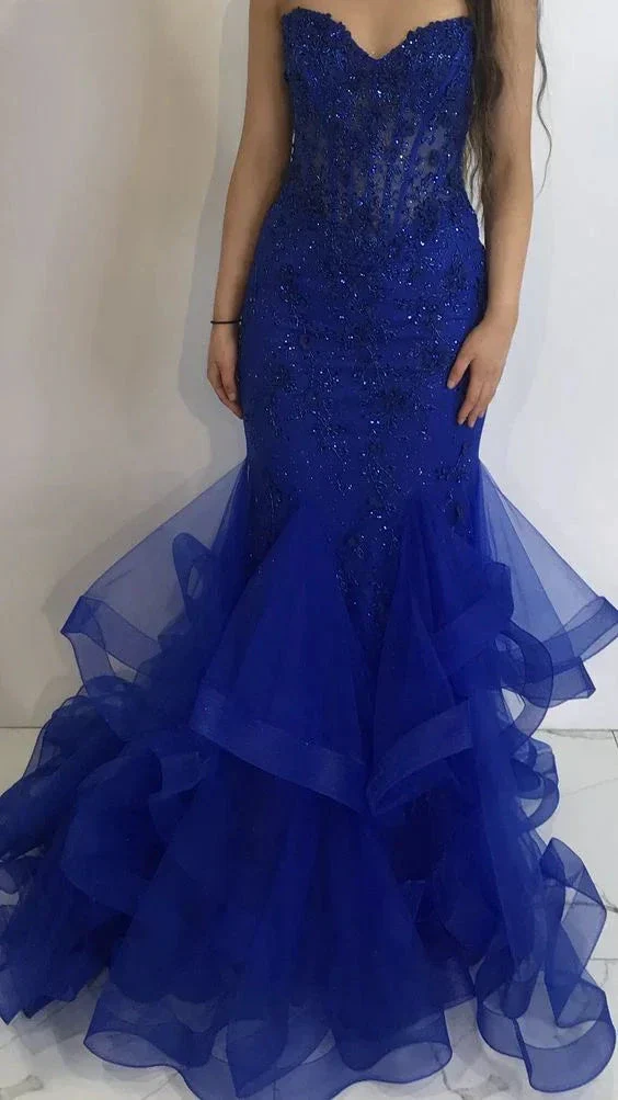 Elegant Royal Blue Mermaid Evening Dress Royal Blue Evening Gown Y6607 - Image 2