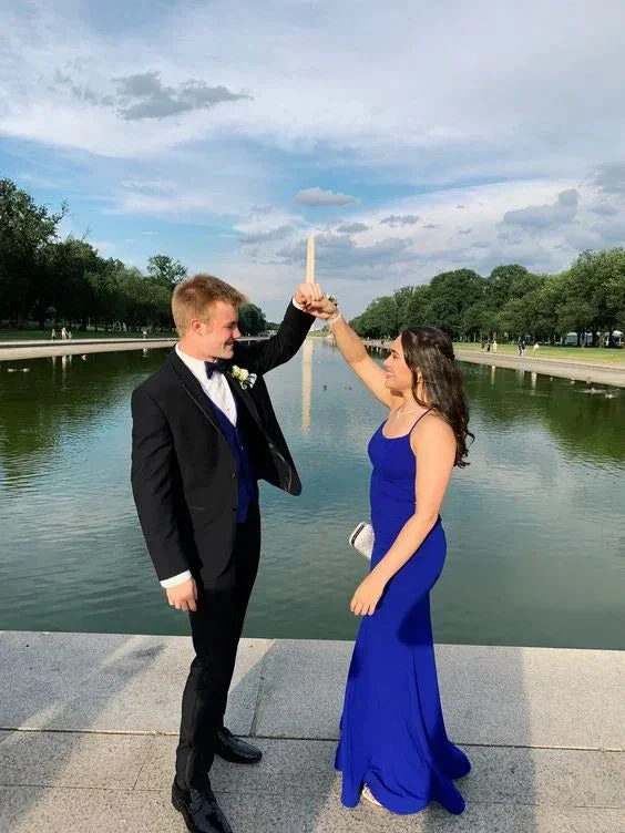 Elegant Royal Blue Sheath Prom Dress Royal Blue Evening Dress Y5923 - Image 2