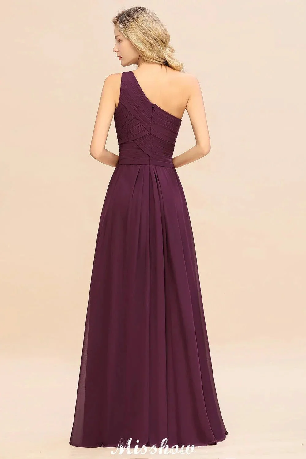 Elegant Ruffles One Shoulder Prom Dresses | A-Line Sleeveless Evening Dresses - Image 2