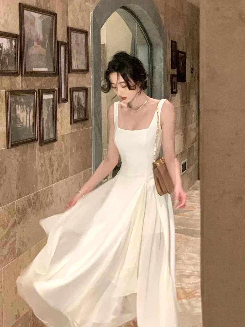 Elegant Ruffles White Midi Dresses Summer New Evening Dress Y4454 - Image 2