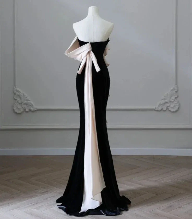 Elegant Satin Mermaid Train Formal Party Dress Prom Evening Dress Y6414 - Image 2
