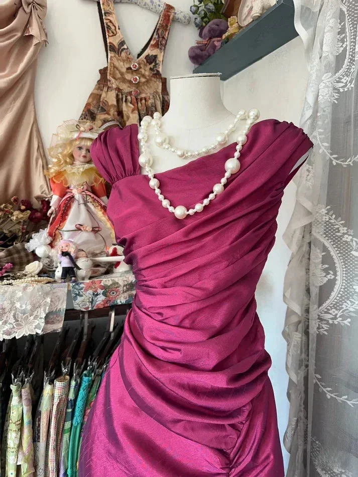 Elegant Satin Ruched Mermaid Prom Dress Pink Evening Gown Y8161 - Image 2