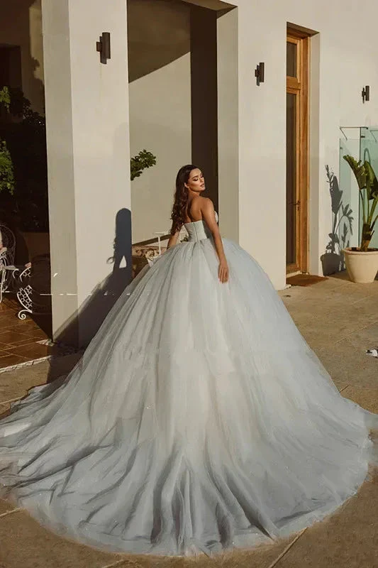 Elegant Saudi Arabia Shiny Wedding Dress Ball Gowns Glitter Tulle Sweetheart Bride Dresses Robe De Mariee Wedding Gowns 2023 - Image 3