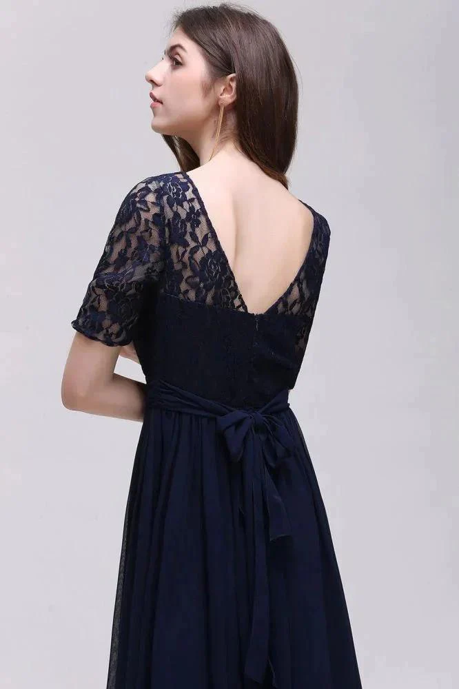 Elegant Scoop Chiffon A-line Prom Dress With Lace - Image 13