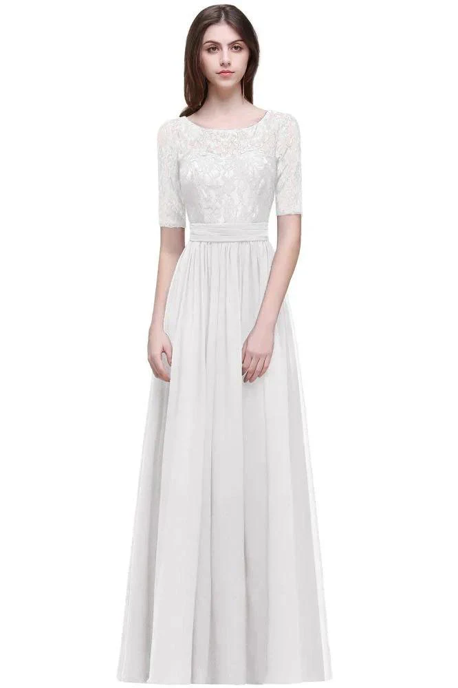 Elegant Scoop Chiffon A-line Prom Dress With Lace - Image 7