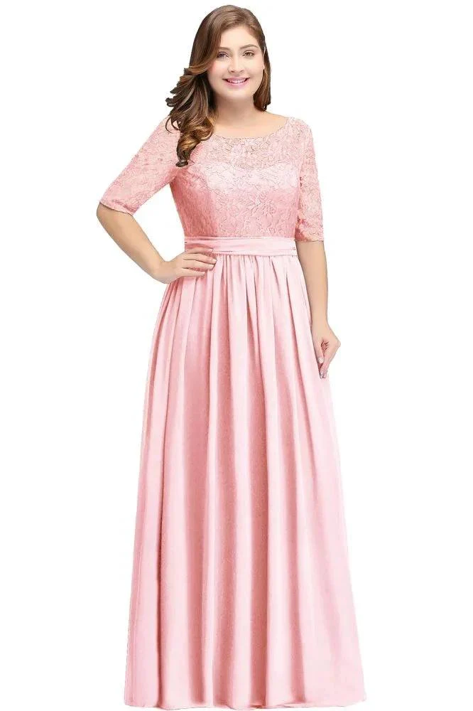 Elegant Scoop Chiffon A-line Prom Dress With Lace - Image 8