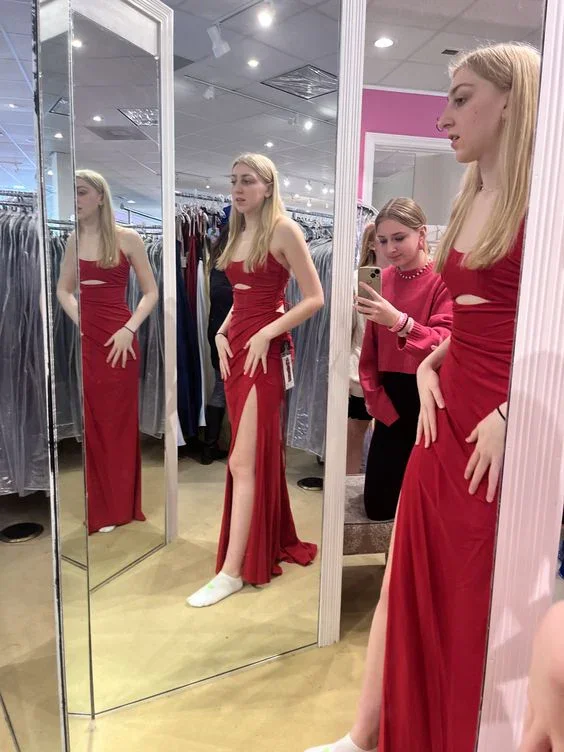 Elegant Sheath Evening Dress With Split Winter Dance Dress Y6389 - Image 2