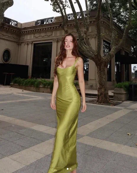 Elegant Sheath Straps Green Long Prom Dress Evening Dress Y8018 - Image 2