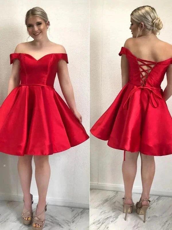 Elegant Short A-line Sweetheart Sleeveless Ruffles Satin Homecoming Dresses - Image 3