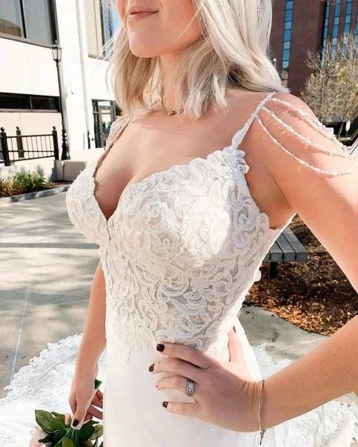 Elegant Simple Mermaid Wedding Dresses with Lace - Image 2