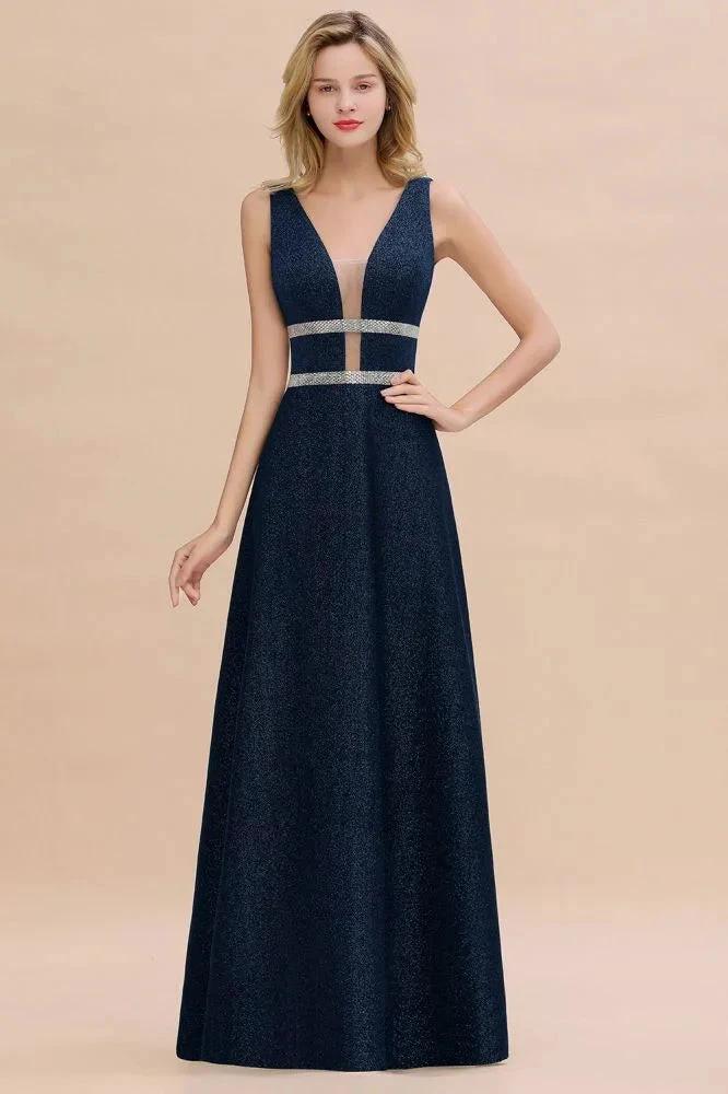 Elegant Sleeveless Aline Evening Swing Dress Bright Silk V-Neck Party Dress - Image 10