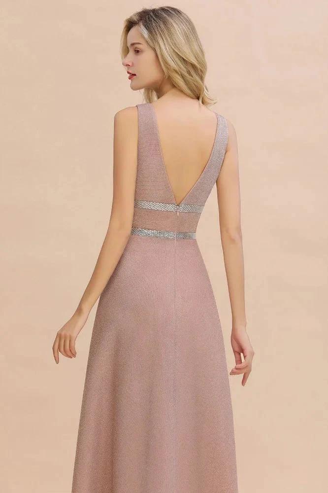 Elegant Sleeveless Aline Evening Swing Dress Bright Silk V-Neck Party Dress - Image 2