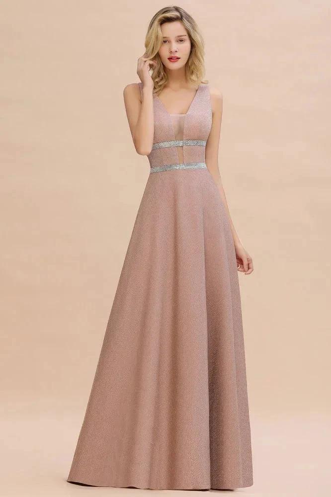 Elegant Sleeveless Aline Evening Swing Dress Bright Silk V-Neck Party Dress - Image 5