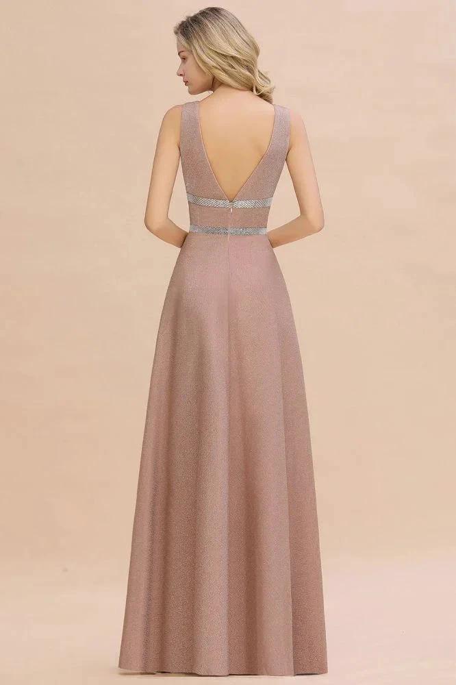 Elegant Sleeveless Aline Evening Swing Dress Bright Silk V-Neck Party Dress - Image 9