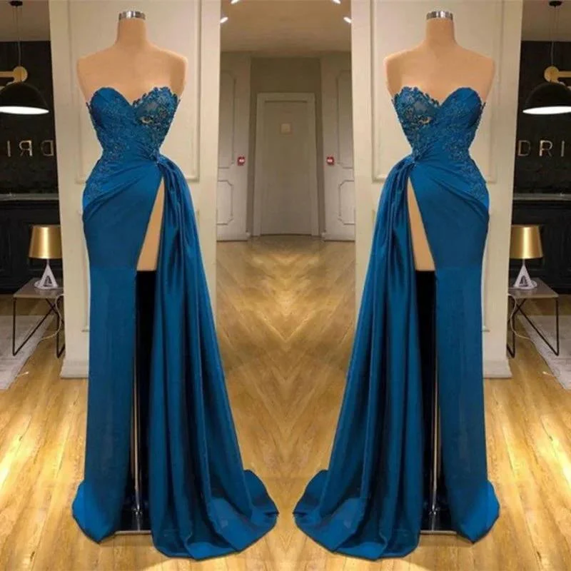 Elegant Sleeveless Mermaid Split Front Prom Dresses with Lace - Image 2