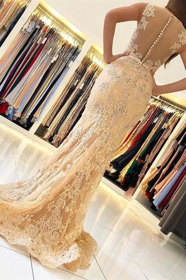 Elegant Sleeveless V-Neck Mermaid Evening Dress with Lace Appliques - Image 2