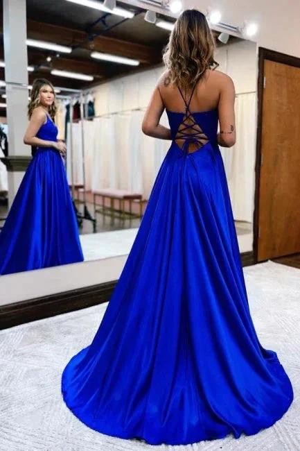 Elegant Spaghetti Straps A-Line Prom Dresses Evening Gowns With Slit - Image 4