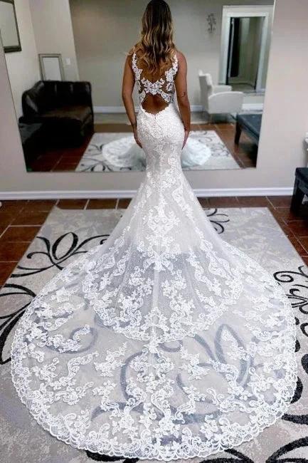 Elegant spaghettistraps sleeveless mermaid lace Wedding dresses - Image 2