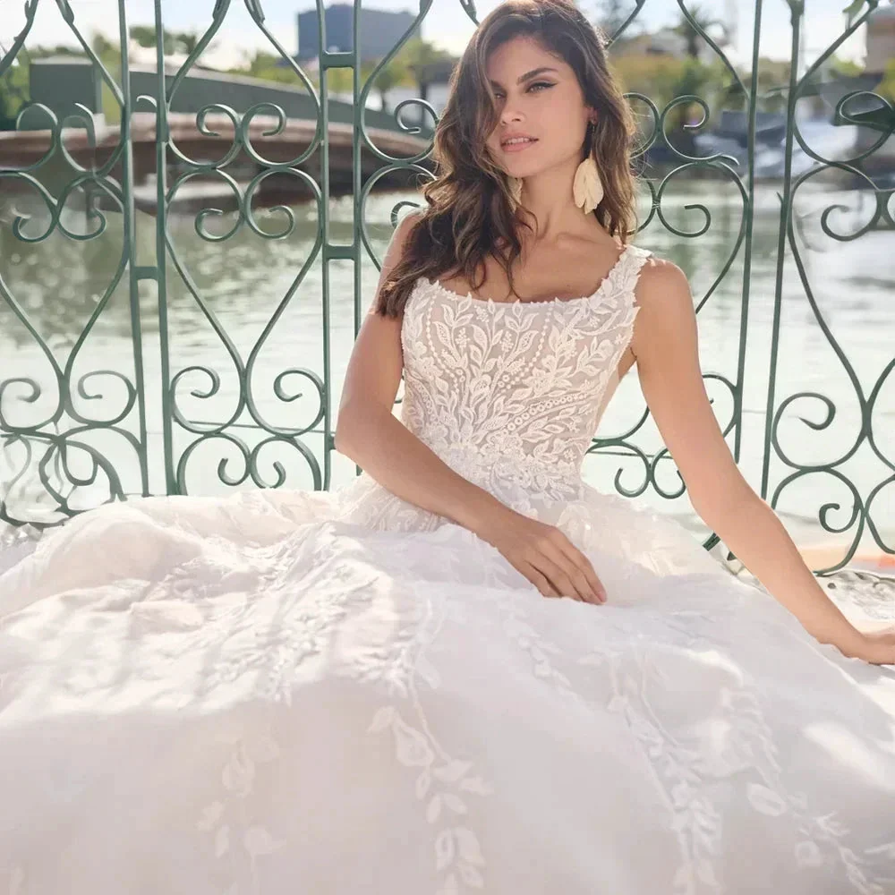 Elegant Square Neck Wedding Dress Open Back Sleeveless A-line Beading Exquisite Bridal Gowns Custom Made robe de mariée - Image 3