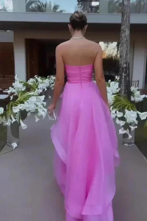 Elegant Strapless Layered Pink Prom Dresses Long Formal Gowns PSK538 - Image 2