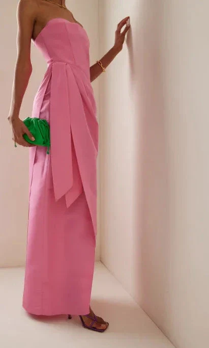 Elegant Strapless Pink Floor Length Prom Dress Evening Dress Y8406 - Image 2