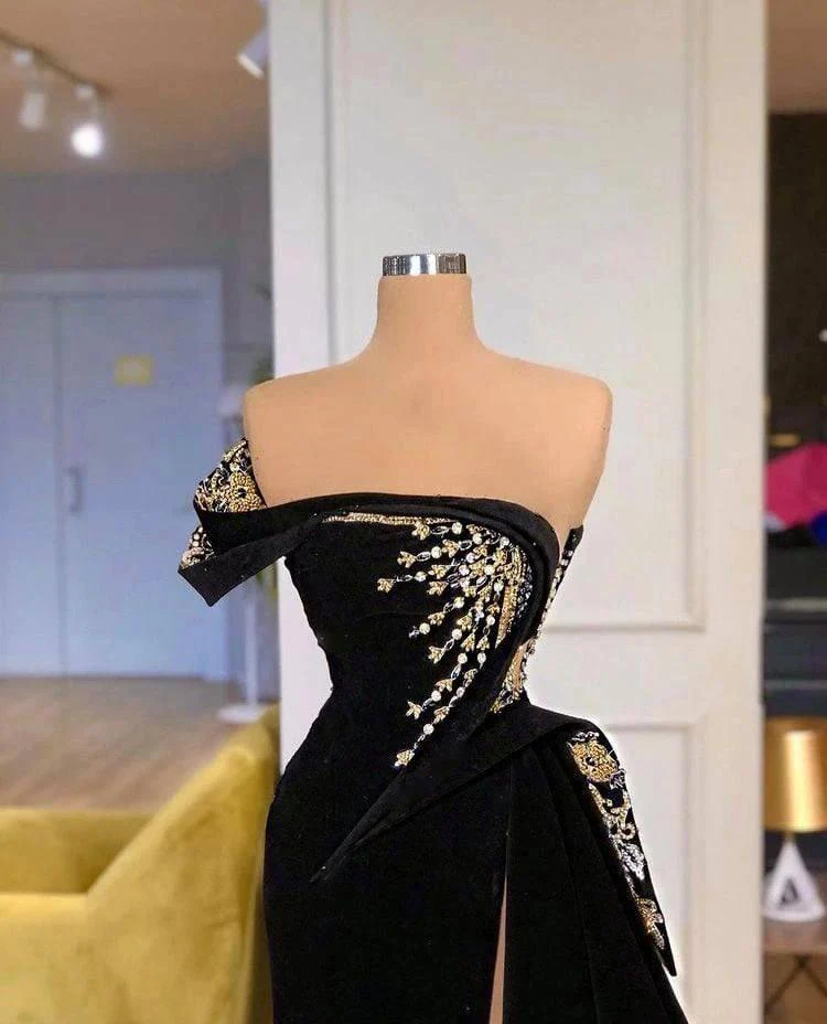 Elegant Strapless Split Front A-line Prom Dress With Beading - Image 2