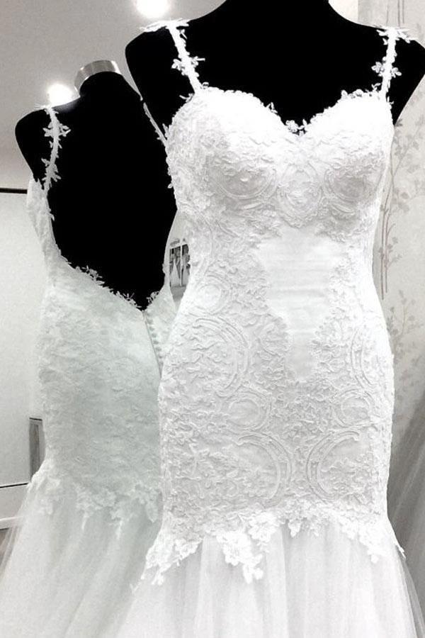 Elegant Straps Mermaid White Long Wedding Dress Bridal Gown WD209 - Image 3