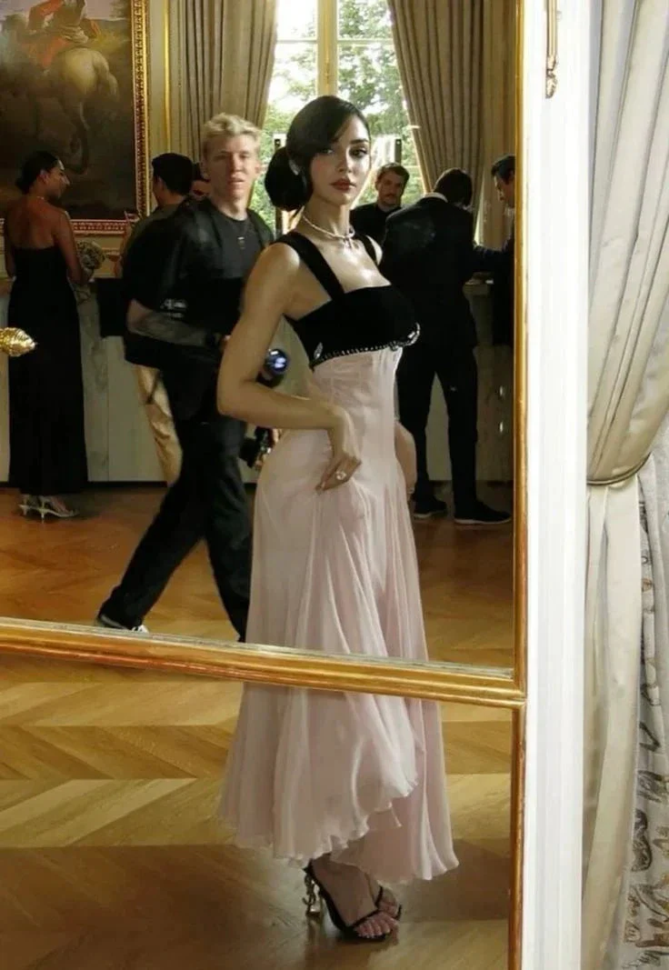 Elegant Straps Prom Dress Pink A Line Long Evening Dress Y7900 - Image 2