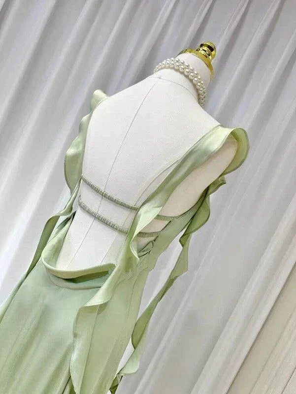 Elegant Summer Ruffle Ribbon Slip Backless Sexy Dress For Women Chic Ruched Slim Evening Dress Y7390 - Image 3