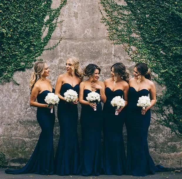 Elegant Sweet Heart Navy Mermaid Long Bridesmaid Dresses BD032 - Image 2