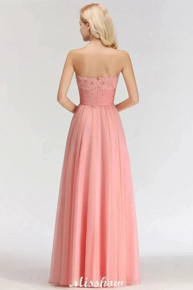 Elegant Sweetheart A-Line Appliques Bridesmaid Dresses Ruffle Chiffon - Image 2
