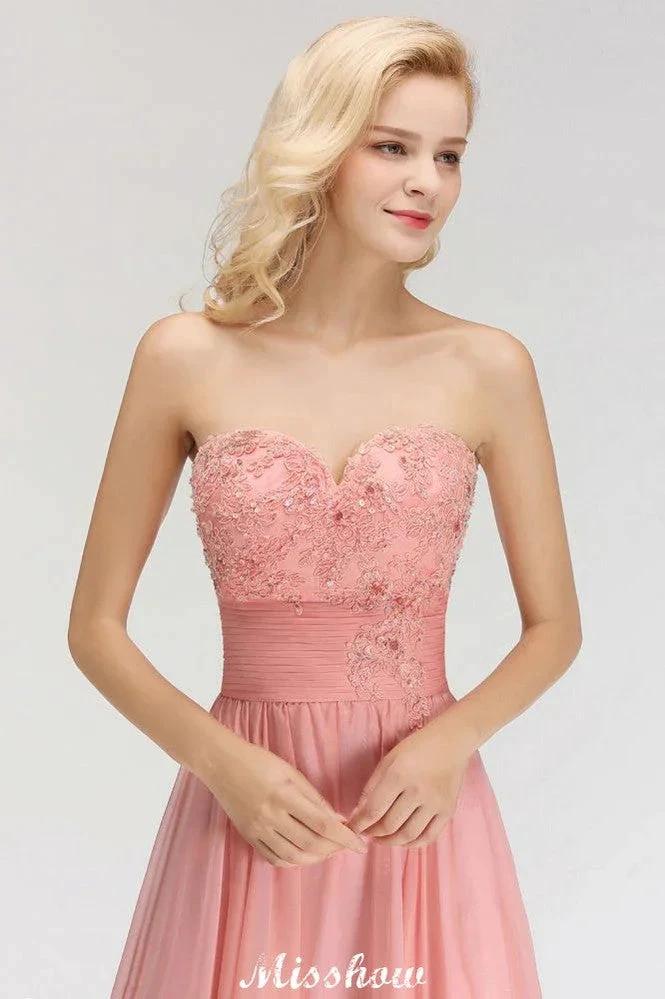 Elegant Sweetheart A-Line Appliques Bridesmaid Dresses Ruffle Chiffon - Image 5