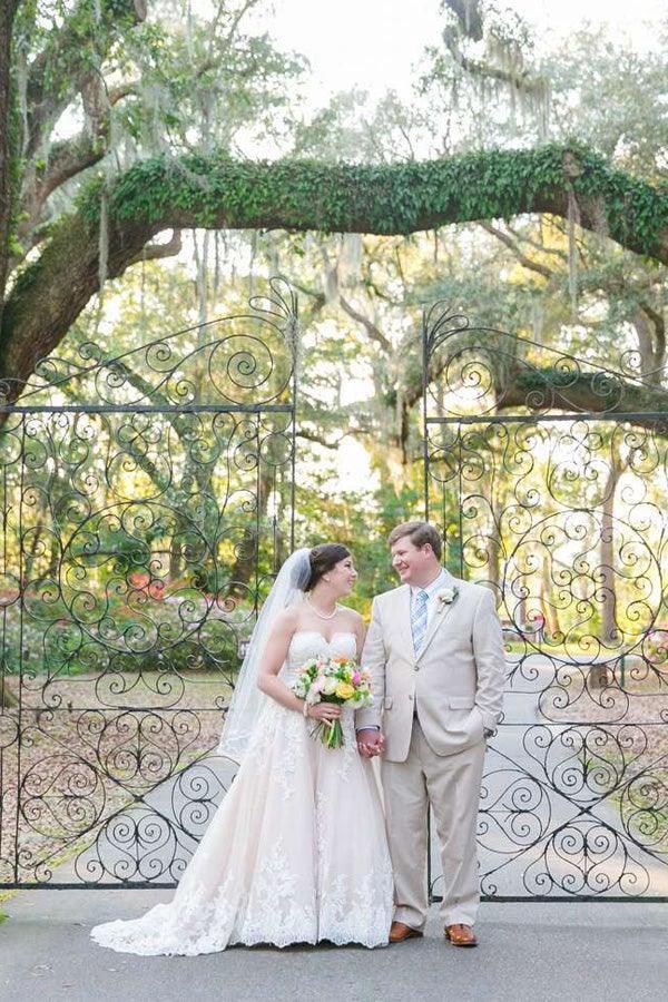 Elegant Sweetheart High Low Blush Wedding Dress with White Lace WD093 - Image 2