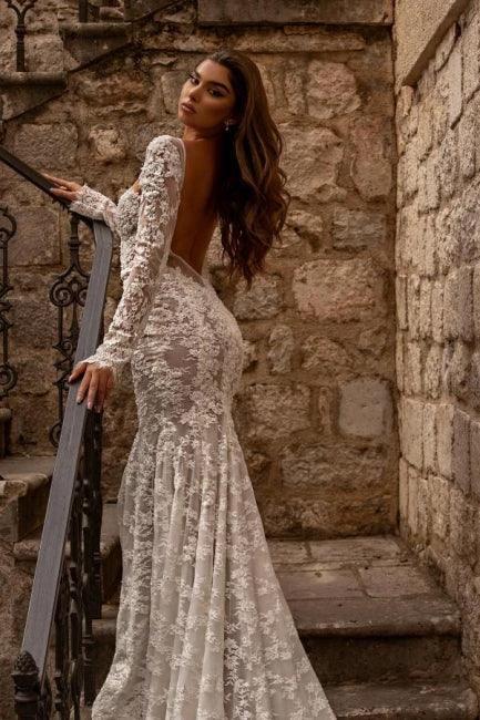 Elegant sweetheart longsleeves mermaid lace Wedding dresses - Image 2