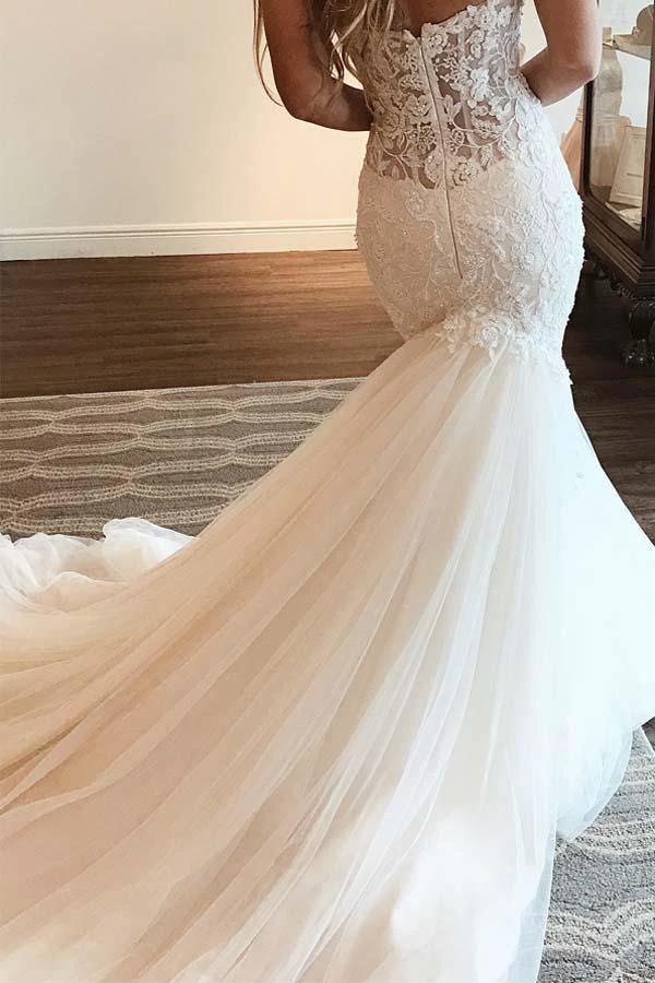 Elegant Sweetheart Mermaid Lace Long Wedding Dress With Beading  WD356 - Image 3