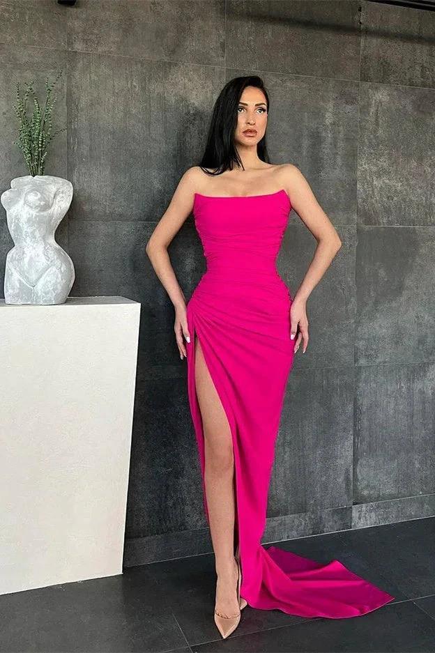 Elegant Sweetheart Mermaid Simple Prom Dresses Online with High Split - Image 3