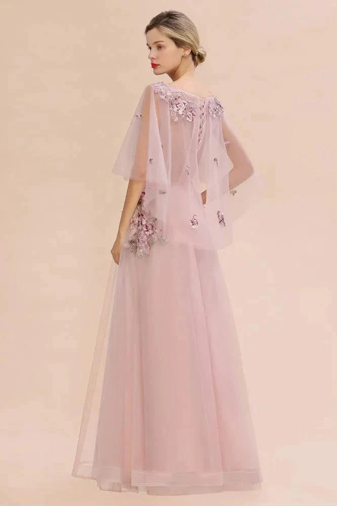 Elegant Tulle A-line Floral Wedding Dress Puffy Long Sleeves Evening Party Dress - Image 10