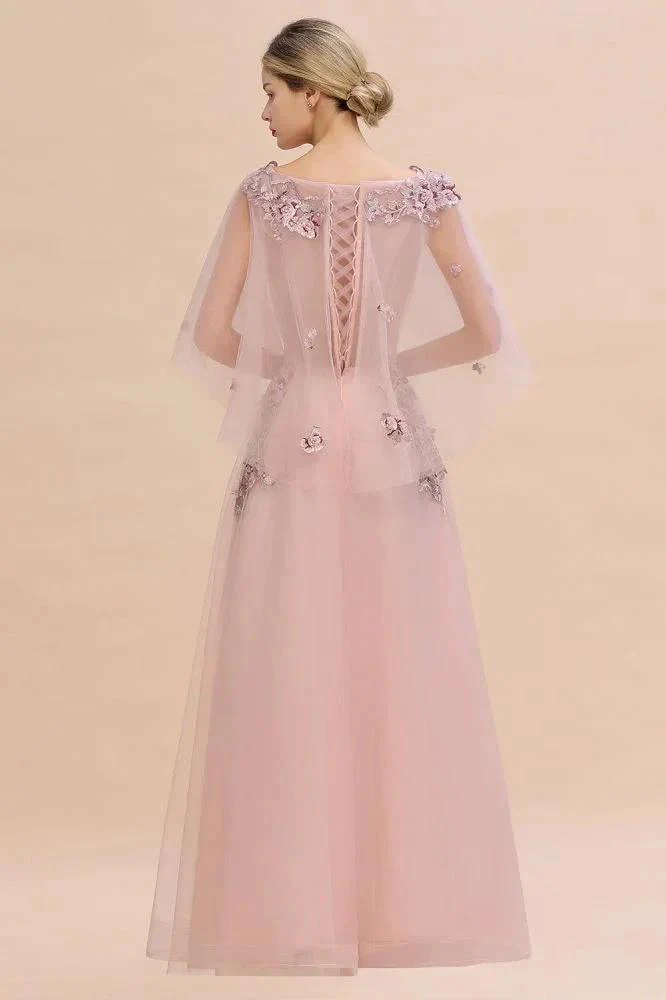 Elegant Tulle A-line Floral Wedding Dress Puffy Long Sleeves Evening Party Dress - Image 11