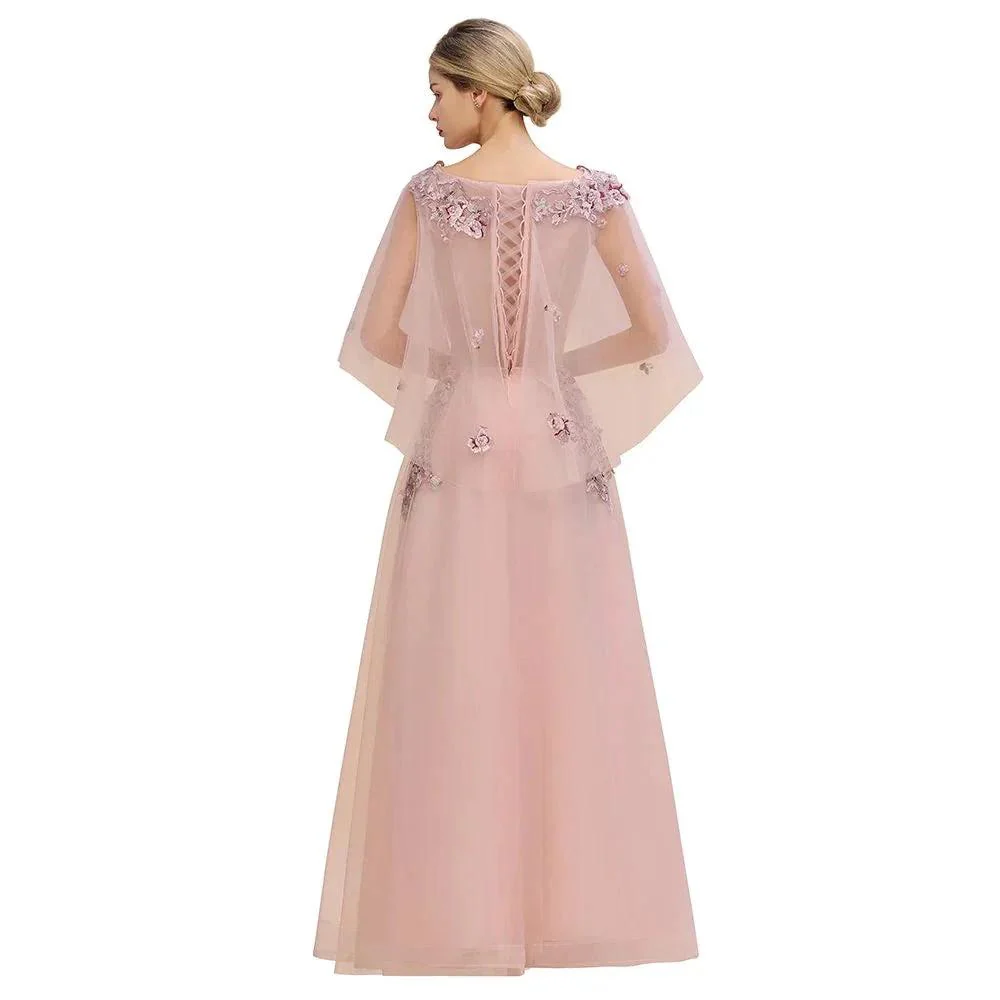 Elegant Tulle A-line Floral Wedding Dress Puffy Long Sleeves Evening Party Dress - Image 6
