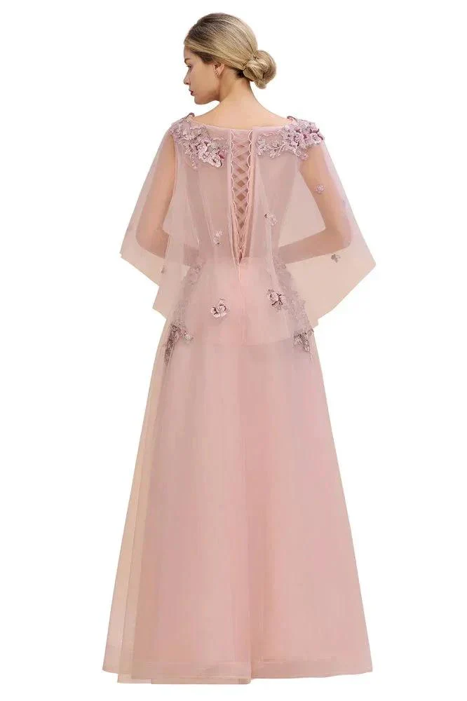 Elegant Tulle A-line Floral Wedding Dress Puffy Long Sleeves Evening Party Dress - Image 9