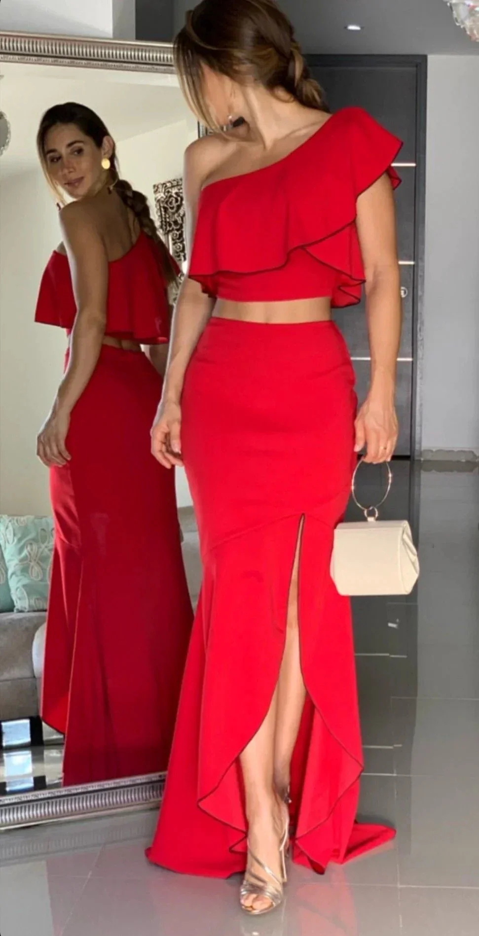 Elegant Two Piece Mermaid Evening Dress With Split Y5507 - Image 2