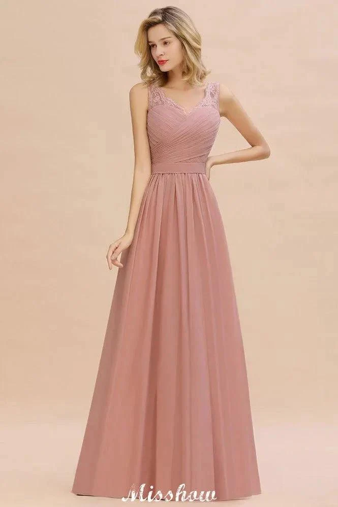 Elegant V-Neck A-line Evening Maxi Dress Bridesmaid Dress Sleeveless Styles - Image 5
