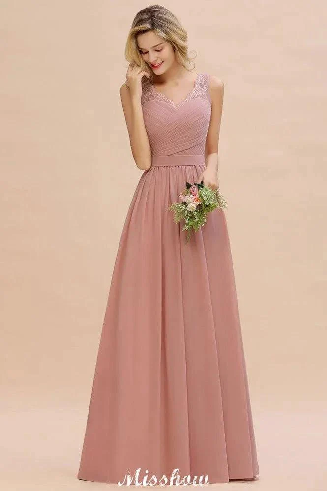 Elegant V-Neck A-line Evening Maxi Dress Bridesmaid Dress Sleeveless Styles - Image 6