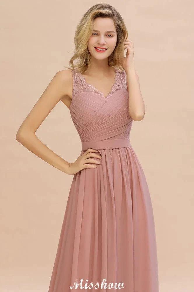 Elegant V-Neck A-line Evening Maxi Dress Bridesmaid Dress Sleeveless Styles - Image 7