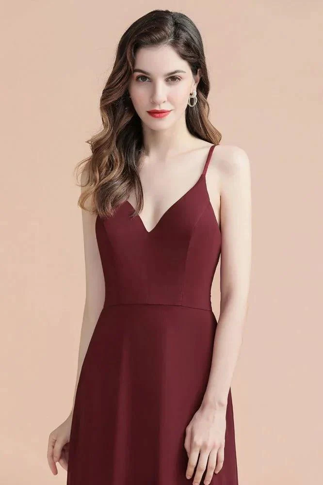 Elegant V-Neck Chiffon Aline Bridesmaid Dress Sleeveless Evening Prom Maxi Dress - Image 10