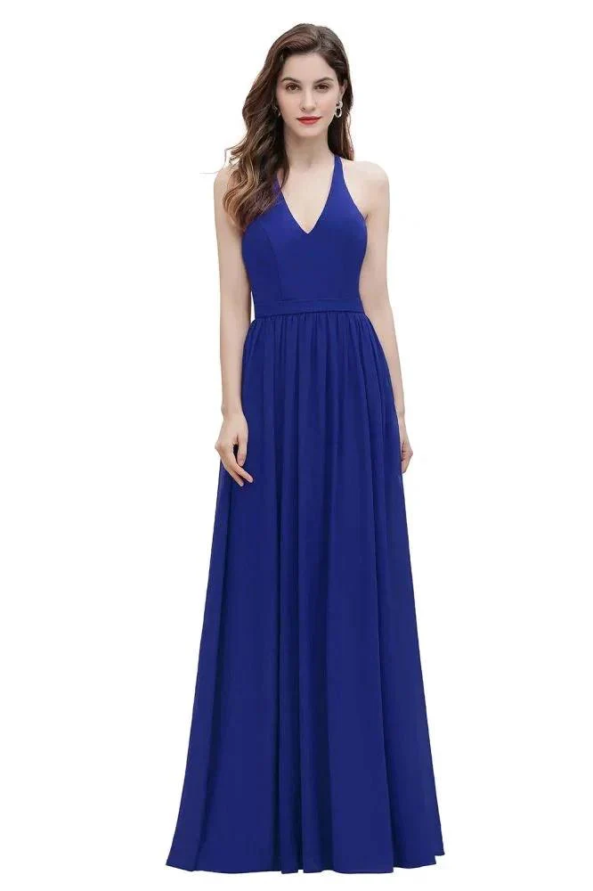 Elegant V-Neck Chiffon Bridesmaid Dress Backless aline Party Dress with Sequins - Image 8